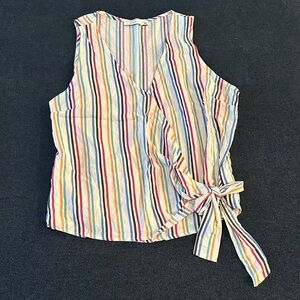 Lush Multicolor Striped Wrap Blouse